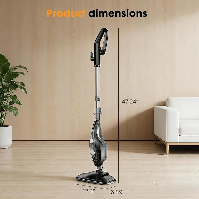 14-in-1 Steam Mop, 1550W Detachable Handheld Steam Cleaner for Floor Cleaning, 16.4 FT Cord, 2 Washable Pads, Multi-Purpose Floor Steamer for Hardwood, Carpet, Tile, Grout