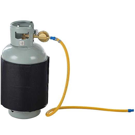 VEVOR Insulated Band Style Gas Cylinder Warmer, Fits 40Lbs Gas Tank 120W Propane Heater, Tested to UL 499 Standard, FCC Listed, Durable Waterproof Oxford Fabric, Fixed Internal Thermostat Max Temp 90℉