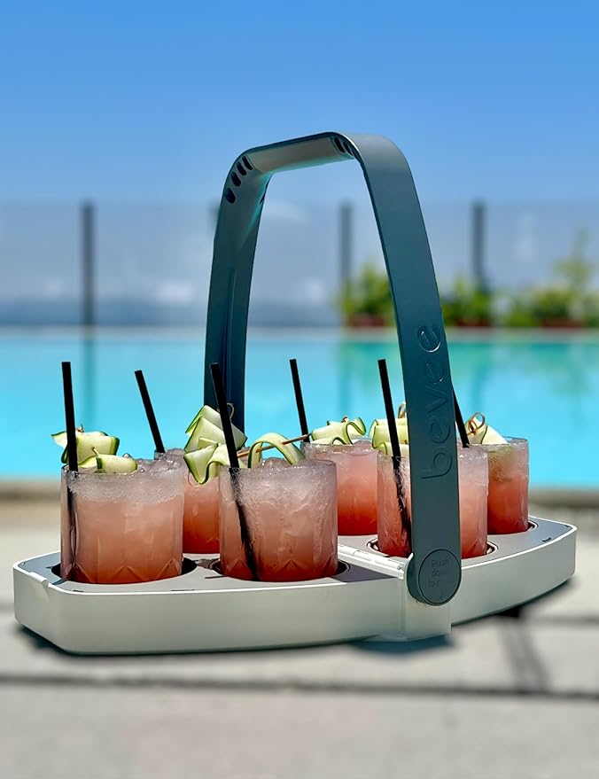 Reusable 6 Cup Drink Carrier with Comfortable Handle – Foldable & Portable Drink Caddy with Handle for Coffee Runs, Takeout, Uber Eats & DoorDash Delivery – Secure for Hot & Cold Cups | Grey