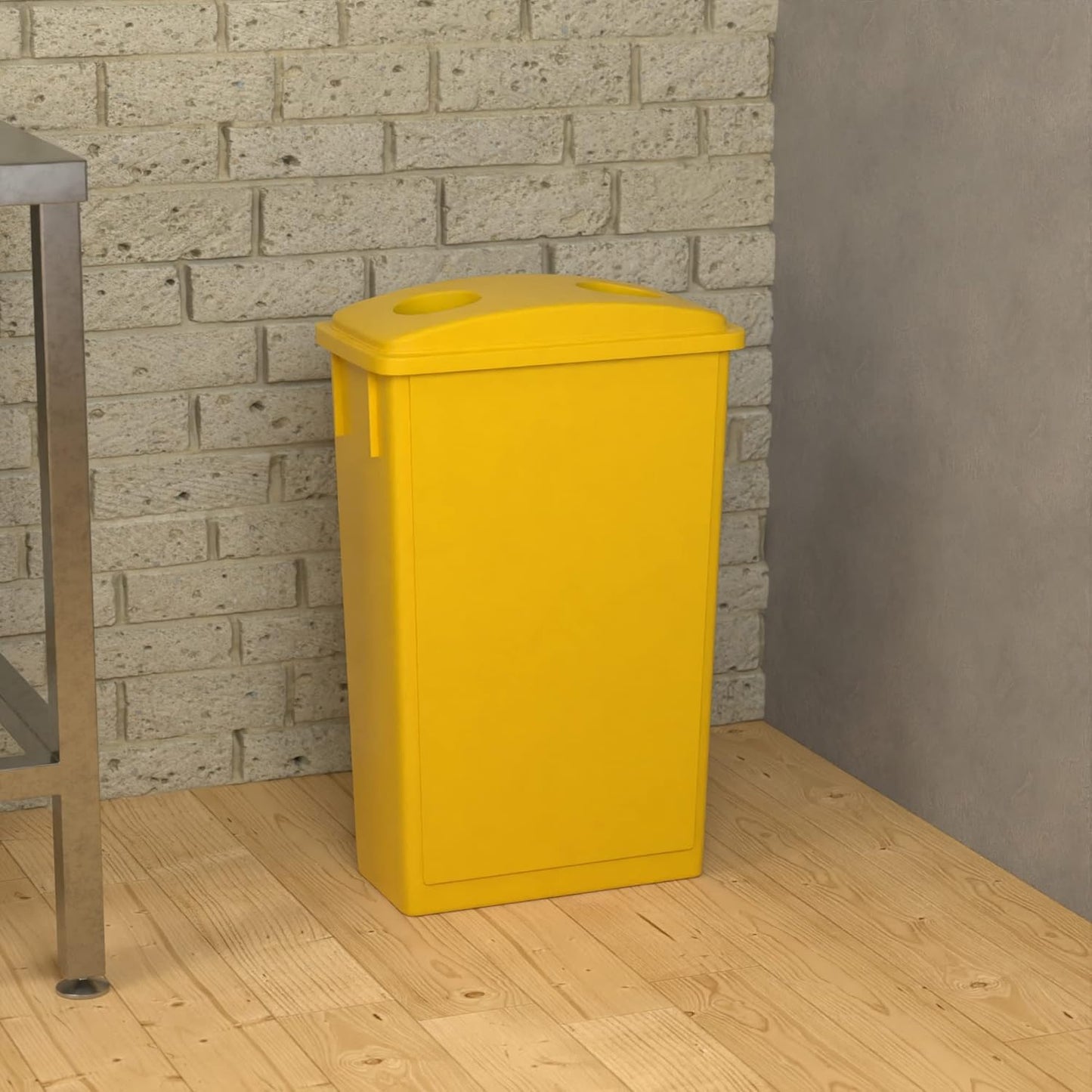 23 Gallon Yellow Slim Jim Trash Can with Bottle Lid