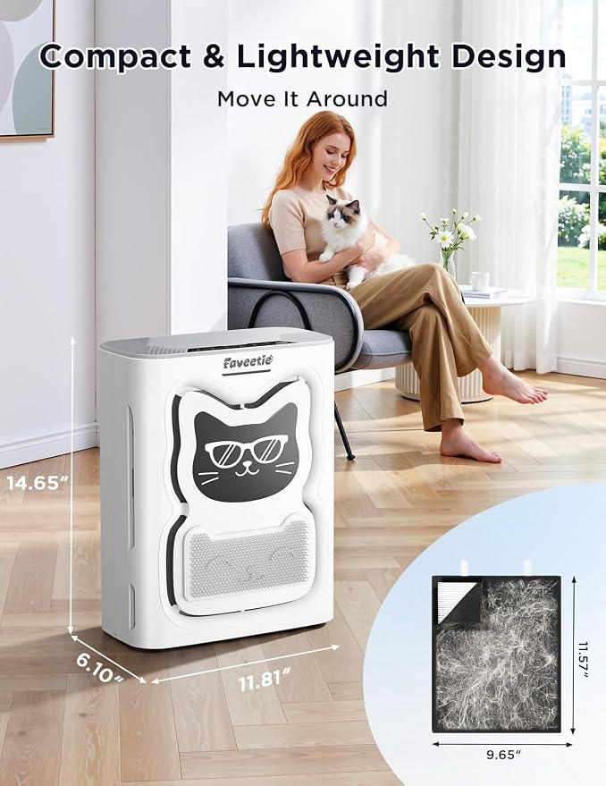 Pet Air Purifier for Home Large Room 2300 sq ft, 4-in-1 H13 HEPA Washable Pre-Filter, Air Quality Sensor & Auto Modes, Quiet Sleep Mode, Air Doctor for Pets Hair Dander Odor Smoke Dust