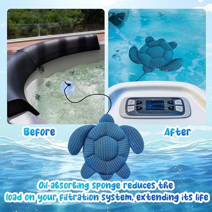 Quttisay Hot Tub Scum Absorber for Spa Hot Tub,Hot Tub Accessories for Adults,Hot Tub Sponge.Hot Tub Oil Absorbing Sponge for Spa & Pool Cleaner,Hot Tub Turtle Scum Absorber Keeps Water Clean,1 Pack
