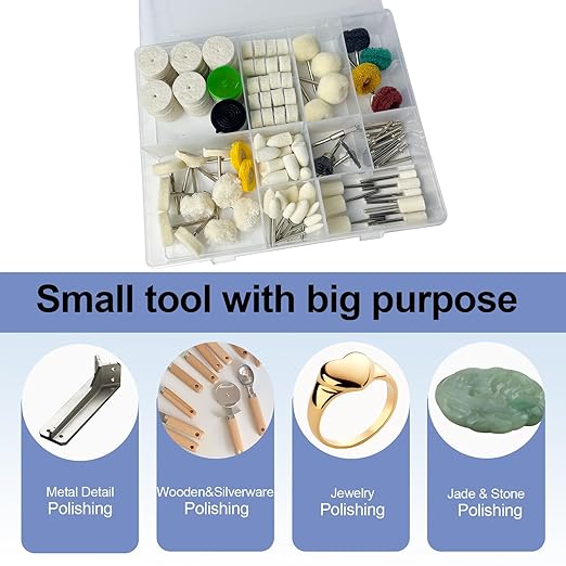 135 PCS Polishing & Buffing Wheels Kit with 1/8-Inch Shank for Dremel Rotary Tool, Includes 2 Polishing Compounds, Sanding Kit for Metal, Wood, Jewelry, Glass, and DIY Projects
