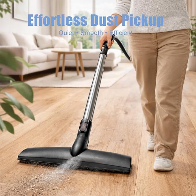 Alrens Horsehair Vacuum Brush Attachment for Miele, Hardwood Floor Brush Vacuum Attachment with Wheels for Tile Marble Hard Floors, Fits 1 3/8" Standard Hose