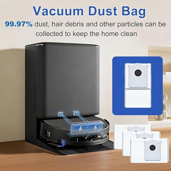 19 Pcs Accessories for ECOVACS DEEBOT T90 Omni / T90 PRO Omni Vacuum Cleaner Replacement Parts, 1 Main Brush, 2 Mop Roller, 4 HEPA Filter, 4 Dust Bag, 6 Side Brush, 1Cleaning Brush, 1 Screwdriver