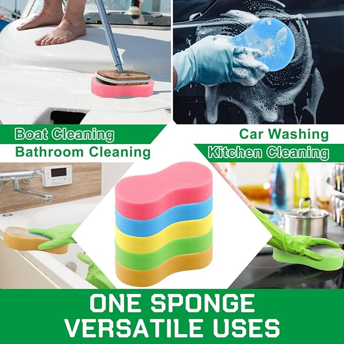 Vesici 60 Pack Car Wash Sponges, Large Sponges for Cleaning, Thick Giant Bone Sponge, Multi-Purpose, Ideal for Kitchen, Bathroom, Household Cleaning
