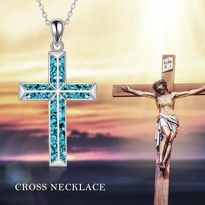 ONEFINITY Religious Cross Pendant Necklace Sterling Silver Origami Cross Pendant Gifts for Women Men Jewelry