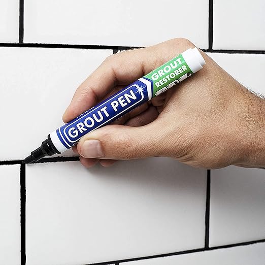 Grout Pen Tile Paint Marker: Black 1 Pack and 2 Pack with Extra Tips (Narrow, 5mm) - Waterproof Grout Colorant and Sealer Pen to Renew, Repair, and Refresh Tile Grout - Cleaner Floor Pens