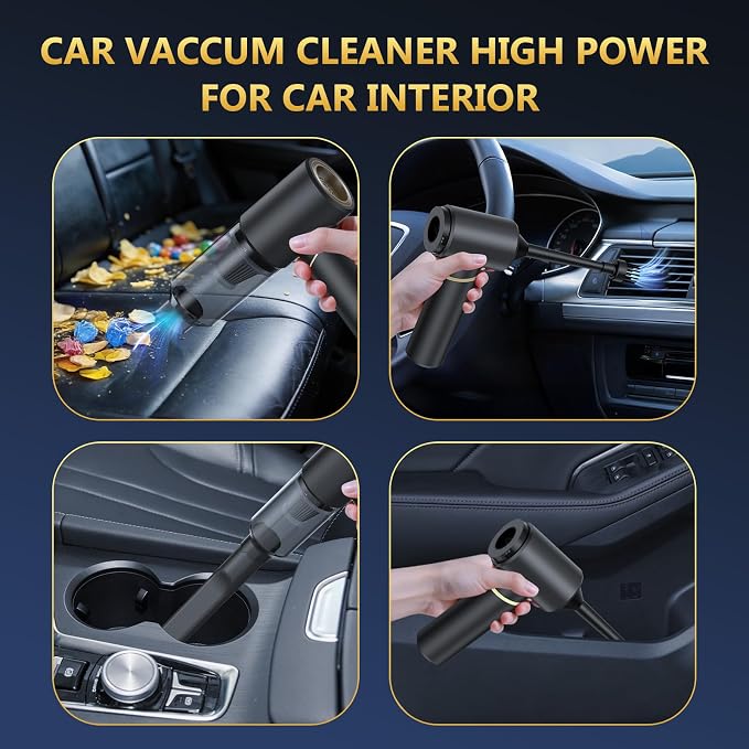 BSRCO Handheld Vacuum Cordless Rechargeable for Car, Pet Hair, Home, USB-C Charging, HEPA Filtration