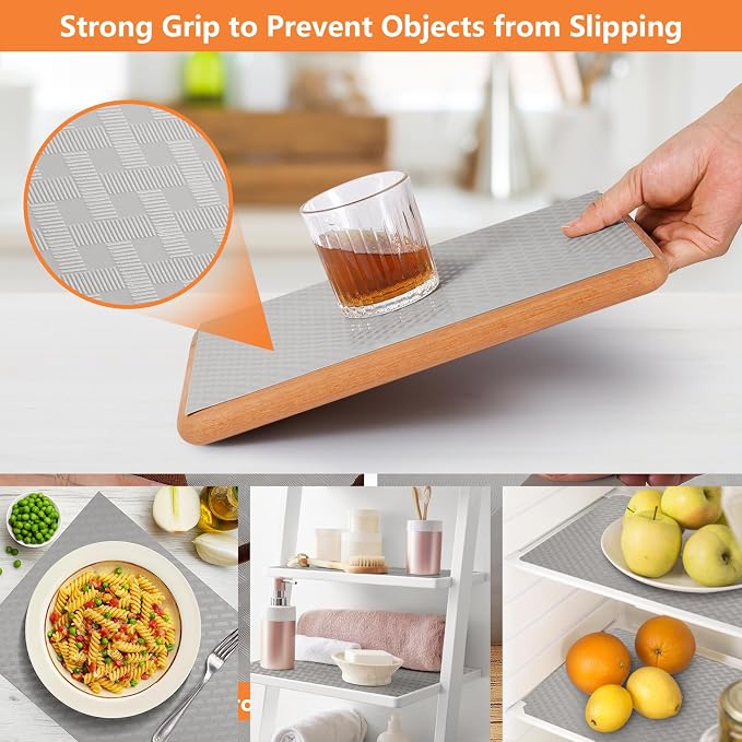 Light Gray Shelf Liners for Kitchen Cabinets Refrigerator Liners Waterproof & Oil-Proof Kitchen Cupboard Liner Drawer Mats EVA Material Non Adhesive Fridge Liner for Shelves 23.6 x 78.7 Inches