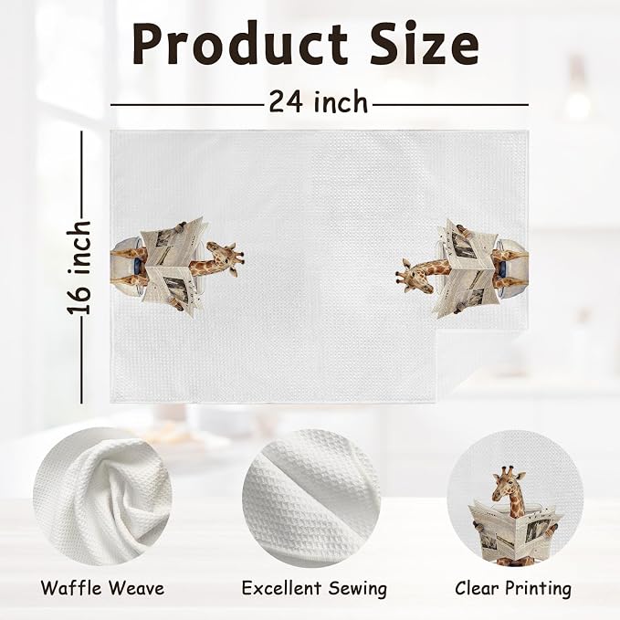 Funny Giraffe Gifts Hand Towels for Bathroom,Giraffe Lover Owners Gifts,Animal Kitchen Hand Towels Decor,Funny Giraffes Decorative Tea Towel for Bathroom Nursery, 16x24 Inch