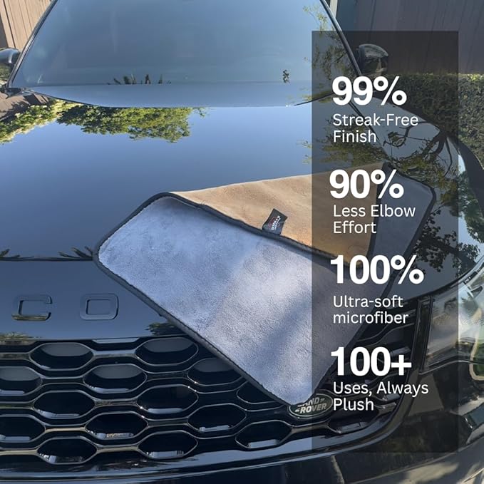 Olvera's Super Plush Microfiber Towels. Ideal for Ceramic Coating, Waxing, Polishing & Quick Detailers | Streak-Free & Gentle on Paint, Ultra-Soft Car Detailing Towel, Delicate Paint Microfiber Towel