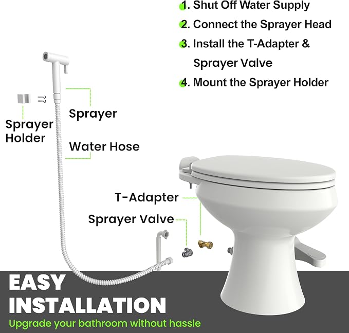 RV Bidet Sprayer – All Metal, RV Handheld Bidet with Water Hose & RV Fitting, Wall-Mount Toilet Sprayer for Motorhomes, Fifth Wheels, Trailers & Campers Toilet (WallMount)