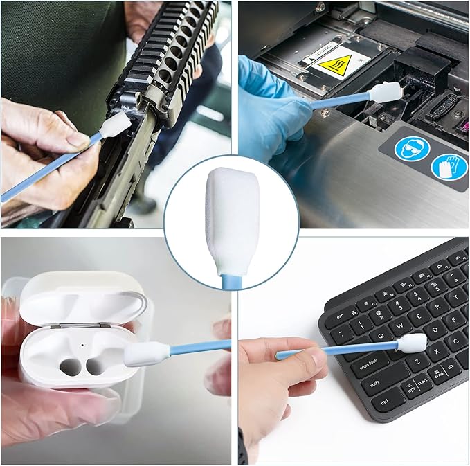 Foam Sticks Cleaning Swabs - BIHYM Lint-Free Foam Swabs for Inkjet Printer, Camera, Optical Lens, and Electronics (Blue, 300pcs)