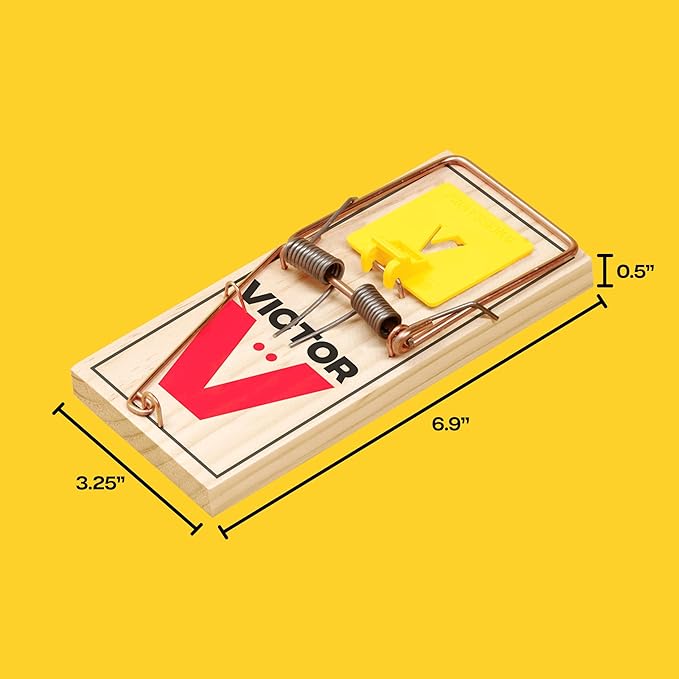 Victor M205-9 Wide Plastic Pedal Sustainably Sourced FSC Wood Humane Snap Rat Traps - 9 Wooden Traps