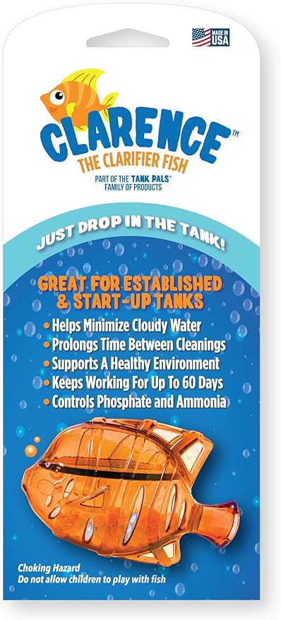 Clarence the Clarifier Fish - 6 pk, Orange - Aquarium Treatment, Clear Cloudy Fresh-Saltwater, Fish-Plant Safe, 10gal Tank Maintenance Each