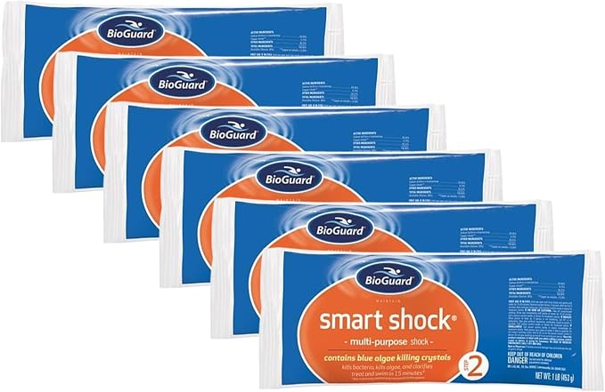 BioGuard Smart Shock, 1 lb, 6 Pack | Algae Preventative, Swimming Pool Clarifier, Pool Shock Treatment, Multi-Purpose Shock for Pool Maintenance