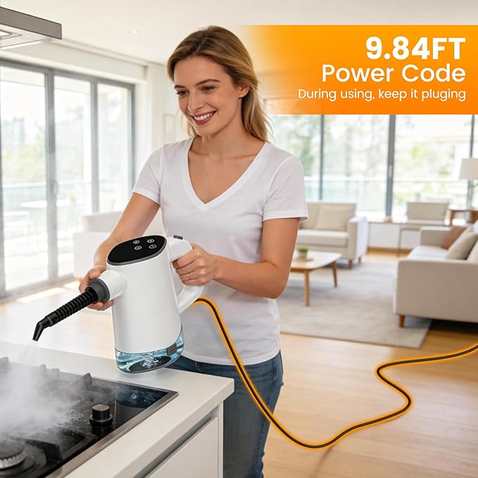Handheld Steam Cleaner, Multi-Surface Steam Cleaner with Safety Lock, Adjustable Portable Steamer Cleaning with 11pcs Accessories for Home,Floor,Grout, Car, Couch,Furniture - 450ML Water Tank