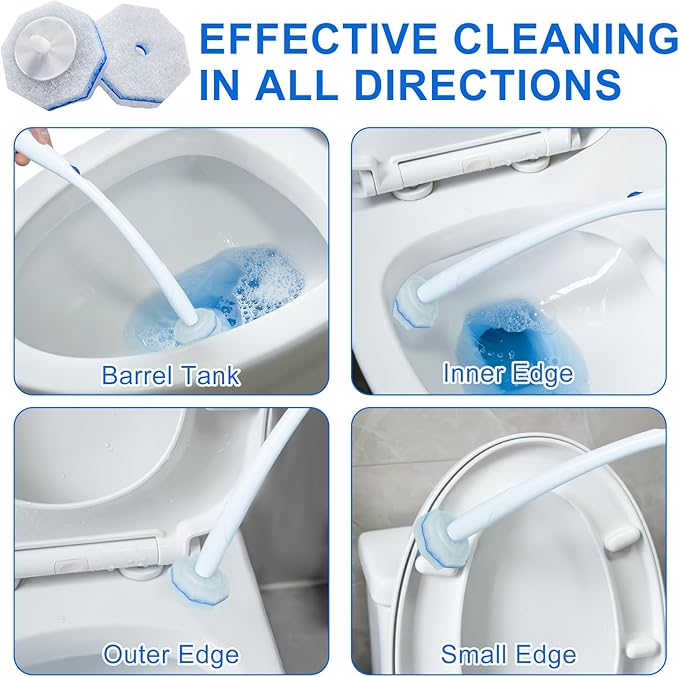 60pcs Disposable Toilet Bowl Wand Refills for Clorox,Replacement Brush Heads Compatible With Most Toilet Bowl Wand Refill System,Upgrade Fiber Cleaner Heads for Closestool Cleaning