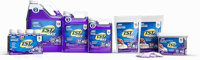 Camco TST MAX RV Toilet Treatment Drop-INs | Control Unwanted Odors and Break Down Waste and Tissue | Septic Tank Safe | Lavender Scent | 30-pack (41559)