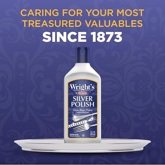 Wright's Silver Cleaner and Polish - 7 Ounce (2 Pack) Ammonia-Free - Use on Silver, Jewelry, Antique Silver