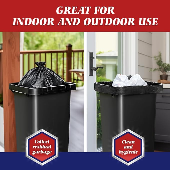 Teivio Trash Bags, 40-45 Gallon, 100 Count, Black, for Bathroom, Office, Industrial, Commercial, Janitorial, Municipal, Recycling