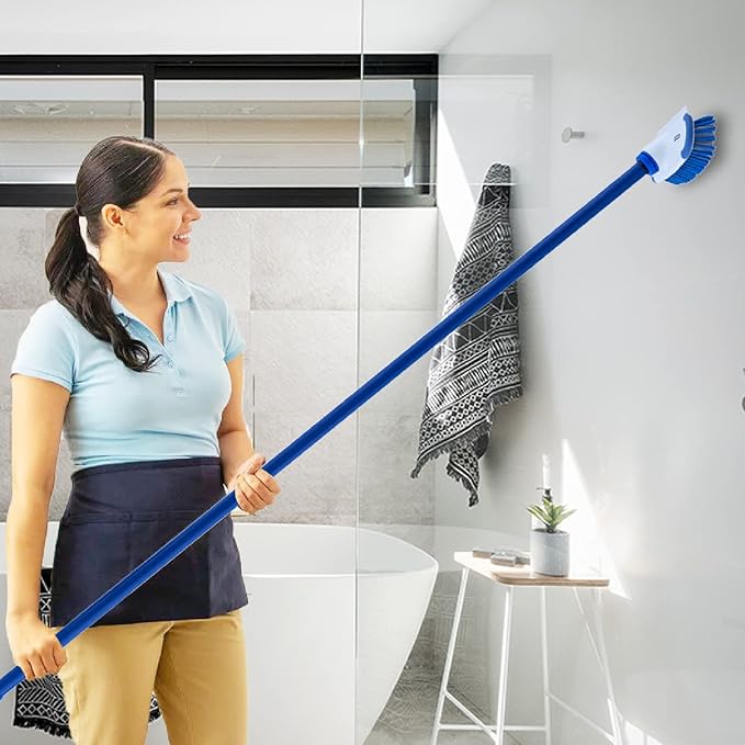 Superio Deck Scrub Brush with Long Handle 54", Heavy Duty Stiff Bristles Grout Scrubber with Scraper - Cleans Hot Tub, Swimming Pool, Granite Tiles, Bathroom, Patio, Kitchen, Wall and Deck (2, 54")…