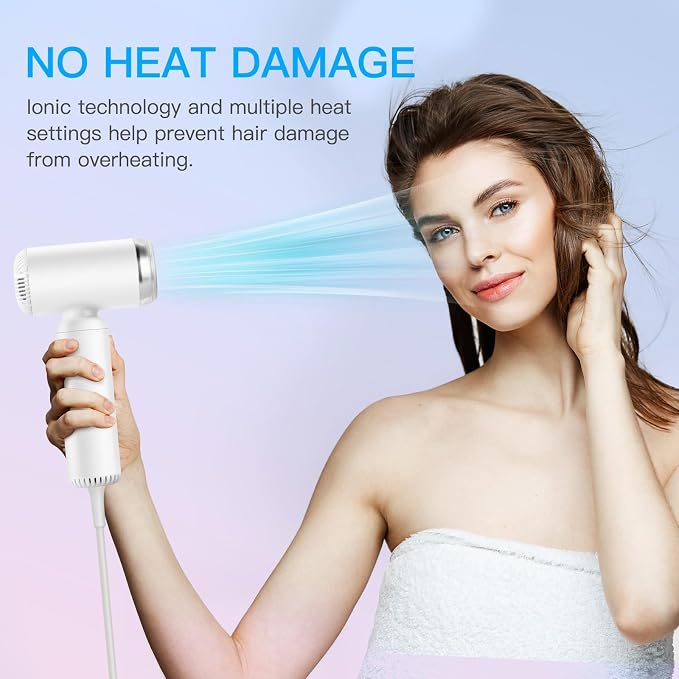 Hair Dryer, Webeauty Travel Mini High-Speed Blow Dryer, 110,000RPM Brushless Motor for Fast Drying, 200 Million Negative Ions for Frizz Smoothing, Portable Lightweight with Brush for Women