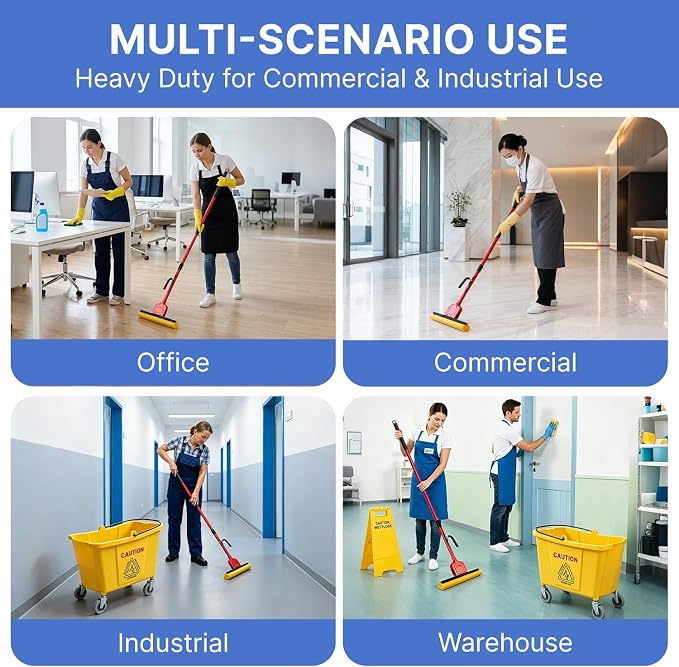 Replacement Mop Heads 4 Pack, Super Absorbent Cellulose Sponge Refills for Flat Floor Cleaning, Compatible with Wood, Tile & Laminate Floors
