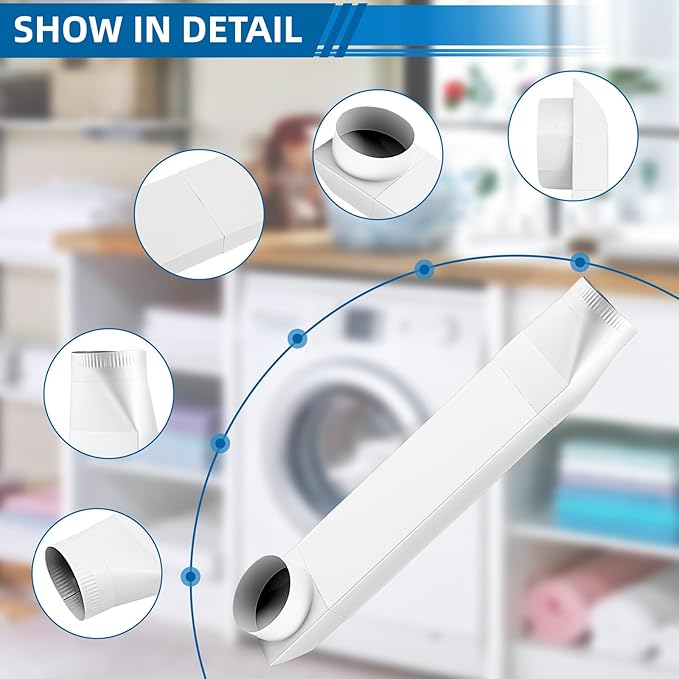 Adjustable Periscope Dryer Vent 23-43", Upgraded 304 Stainless Steel Telescoping Dryer Vent Connector Kit for 4 in Outlet Tight Space Slim Flat Exhaust Duct Pipe Hose Replacement Vents(White)