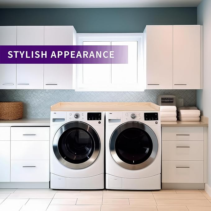 Life Finds 54 inch Washer Dryer Countertop with Safety Ledge for Laundry Room Organization, Light Wood, LF-WDCT1C