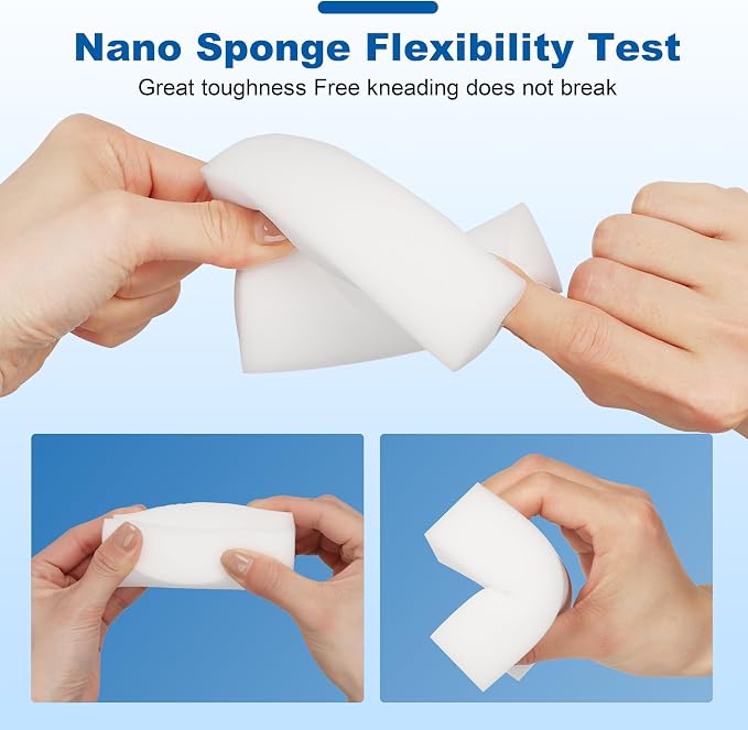 50-Pack Extra-Thick Melamine Sponges 3.94" 2.76" 1.18" Durable Kitchen & Bathroom Cleaning Pads Powerful, Non-Scratch, Water-Activated Magic Sponge