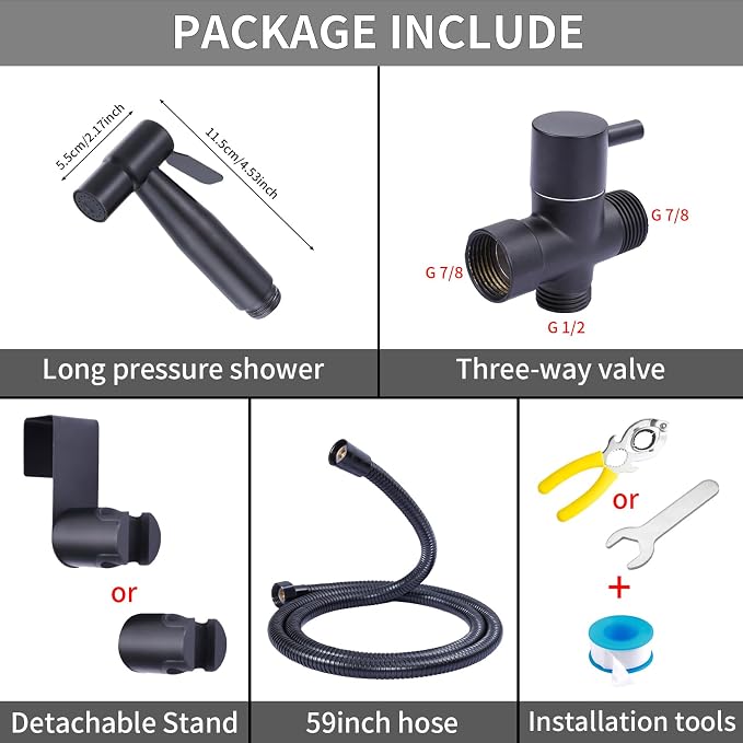 Handheld Bidet Sprayer for Toilet, Brass Jet Spray for Feminine & Baby Wash | Brass bidet sprayer, pressurized jet spray for feminine wash, baby care & toilet cleaning, easy install with all accessories