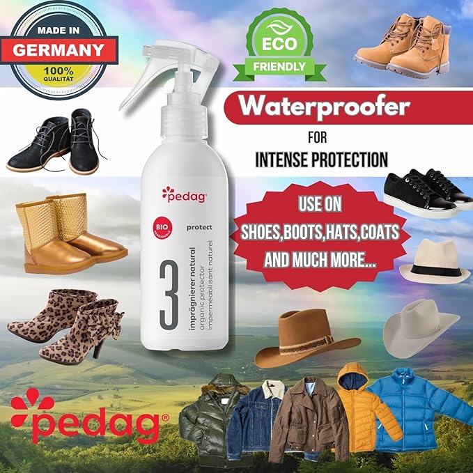 pedag Organic Protector - Natural Waterproof your Shoes, Shoe Protector Spray - Sustainably Shields Materials from Dirt & Moisture, Odorless, Biodegradable, Indoor Use. Odorless.