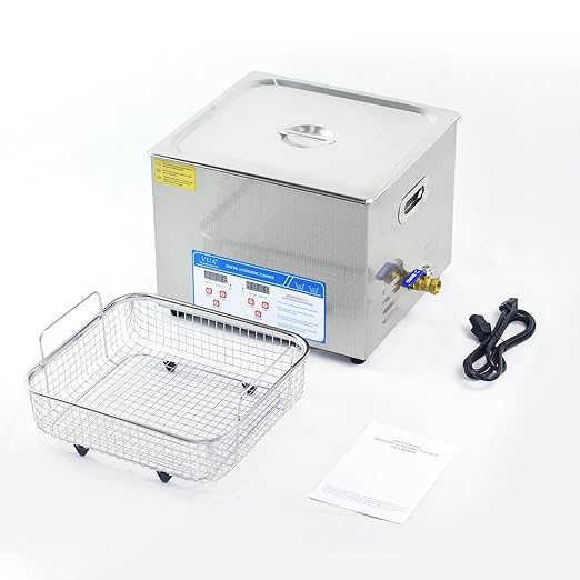 VUA 15L Commercial Ultrasonic Cleaner with Digital Timer & Heater, Professional Ultrasonic Parts Cleaner, 40kHz Ultra Sonic Cleaning Machine for Repairing Tools Industrial Parts Wrench