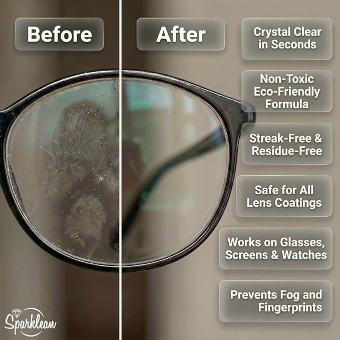 SPARKLEAN Jewelry Cleaner Spray 16oz · Family + Shared Household Size · Safe on Gold, Silver, Diamond, Pearl · Anti-Fog Eyeglass + Lens Spray · Ammonia-Free pH-Balanced · Made in USA Since 2000