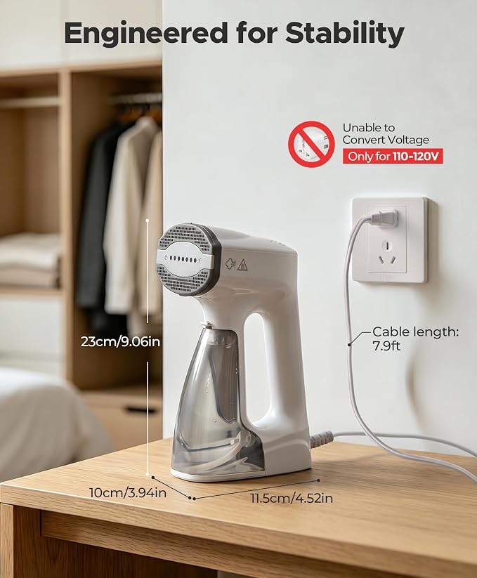 Sweepulire Vacuum Steamer with 330ml Water Tank, 3500Pa Suction Handheld Clothes Steamer, 1200W Steam & Dry 2-in-1 Modes, LED Display, 3X Faster Wrinkle Removal Clothes Steamer, 110-120V