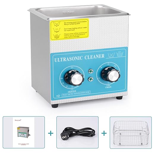 stonylab Ultrasonic Cleaner, 304 Stainless Steel All-Purpose Ultrasonic Cleaner with Mechanic Control Panel of Heating and Timer for Laboratory 40kHz 110V, 2L