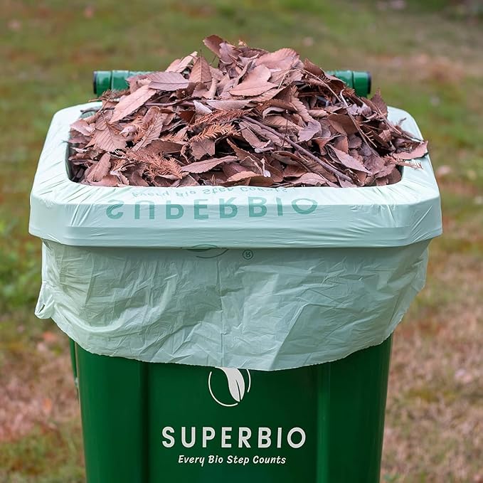 SUPERBIO 64 Gallon Compostable Yard Waste Bags, Lawn & Leaf Bags, 242.3L, 10 Count, Heavy Duty 1.57 Mils, BPI and OK compost INDUSTRIAL