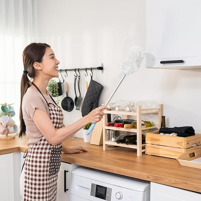 Vesici 300 Pcs Duster Refills Compatible with Swiffer Dusters Bulk Disposable Replacement Thickened with 1 Handle Heavy Duty for Cleaning, Office (White)