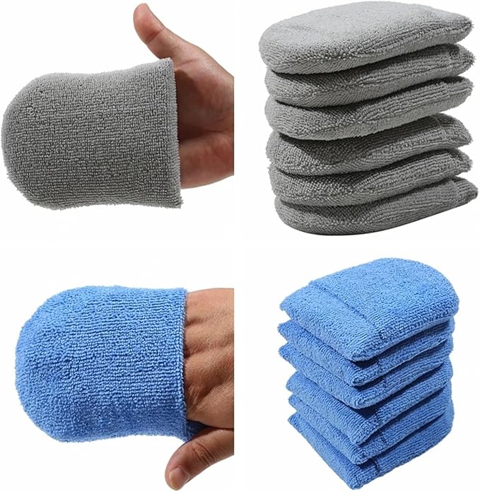 2/4/6Pcs Soft Microfiber Car Wax Applicator Mitts Polishing Sponge Wax Foam Car Wax Applicator Pad Car Detailing Cleaning Tools(4Pcs Blue)