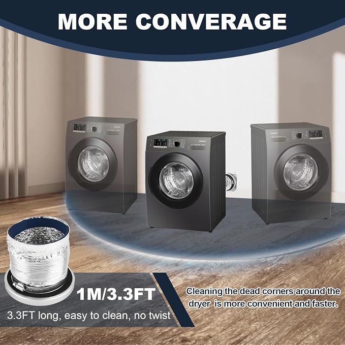 Magnetic Dryer Vent Coupling DV180 Airtight Seal Dryer Vent Connector Kit Easy to Clean Dryer Vent Hose Quick Connect Magnetic Dryer Vent Coupler Include 4"x3.3ft Aluminum Foil Duct & 2 Clamps