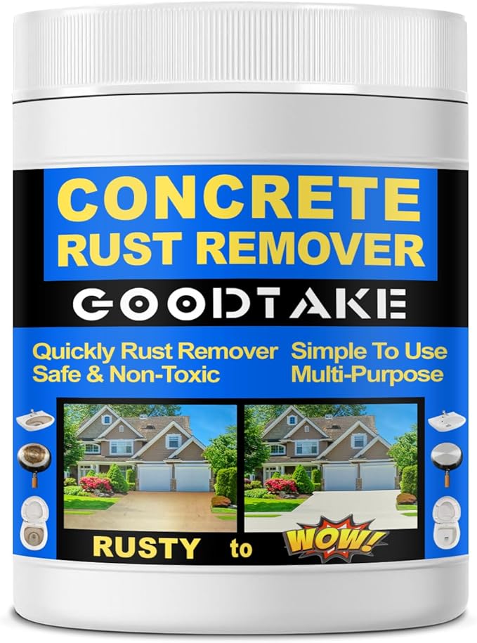 GOODTAKE Rust Remover Powder, Concrete Stain Remover | Indoor Outdoor Surfaces | Quickly Removes Rust Stains | Safe To Use | Non-Corrosive | For Concrete, Cement Surfaces (2 lb)