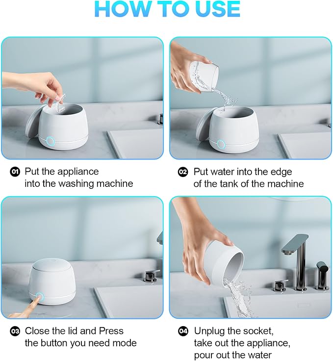 Ultrasonic Retainer Cleaner Machine Pro, Quickly Completes Denture Brushing and Bathing, Deep Cleaning, and Effectively Prevents Aligner Discoloration - White