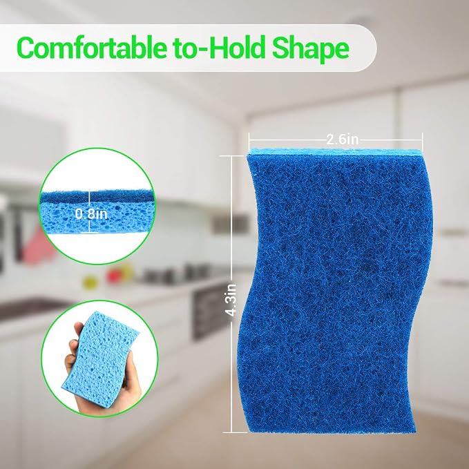 AIDEA-Brite Non-Scratch Scrub Sponge-24Count, Sponges for Dishes, Cleaning Sponge, Cleans Fast Without Scratching, Stands Up to Stuck-on Grime, Cleaning Power for Everyday Jobs