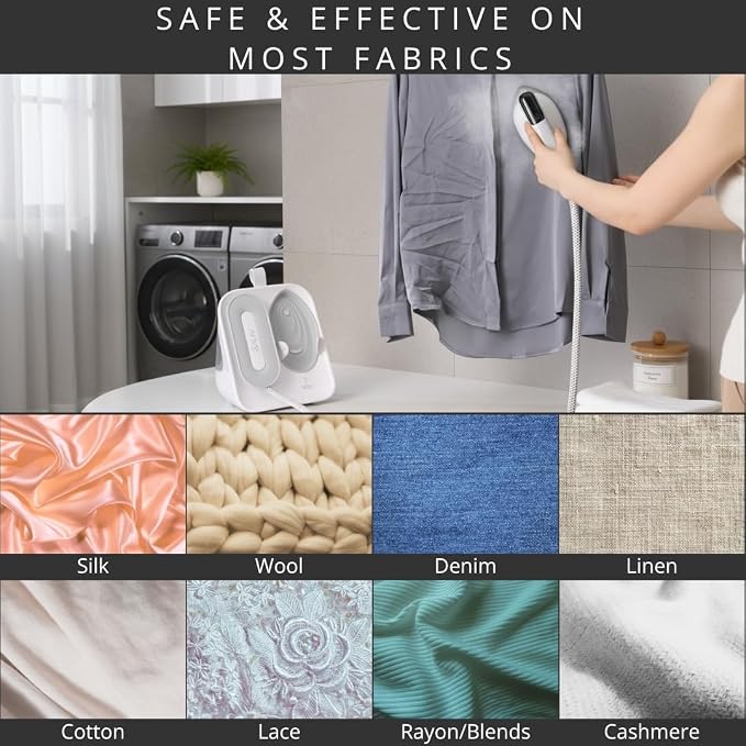 Smart Steam – 2-in-1 Handheld Garment Steamer & Iron with 6ft Steam Hose, 7 Steam Levels, Digital Display, 1.1L Tank, Steam Burst, Auto-Off Safety, For Home & Upholstery