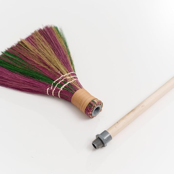 Vietnamese Colorful Straw Soft Broom, Natural Whisk Broom Sweeping Broom, Broom for Cleaning, Decorations Item Indoor Outdoor, Wedding Broom with 29.52" Length