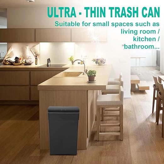 BestOffice 13 Gallon Trash Can Automatic Kitchen Trash Can Touch Free High-Capacity Garbage Can with Lid for Bedroom Bathroom Home Office 50 Liter (Black, 1) (3, Black)