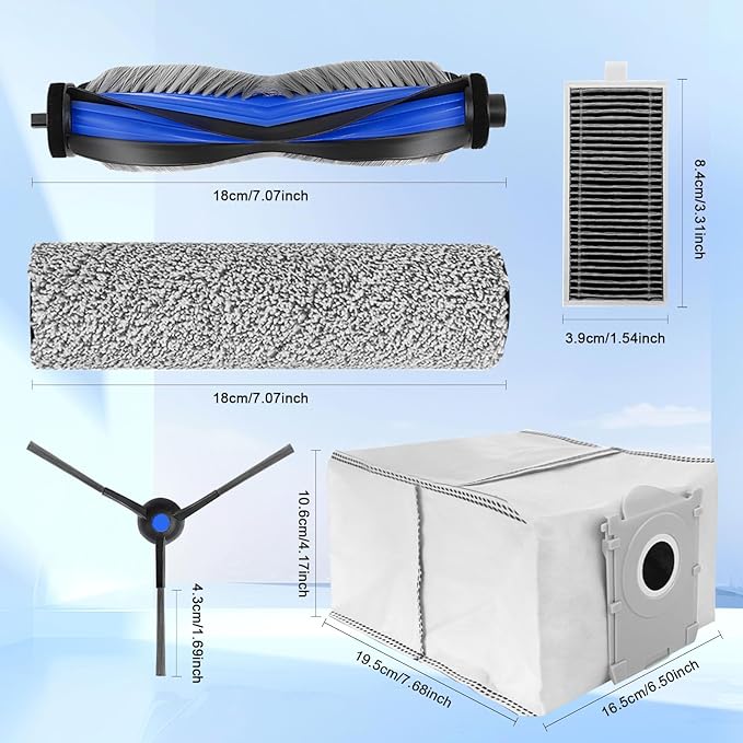 21 Pcs Spare Accessories Compatible with ECOVACS DEEBOT X8 PRO Omni/ S14 Plus Robot Vacuum and Mop Replacement Parts Includes 6 Dust Bags, 4 HEPA Filters, 6 Side Brushes, 3 Roller Mops