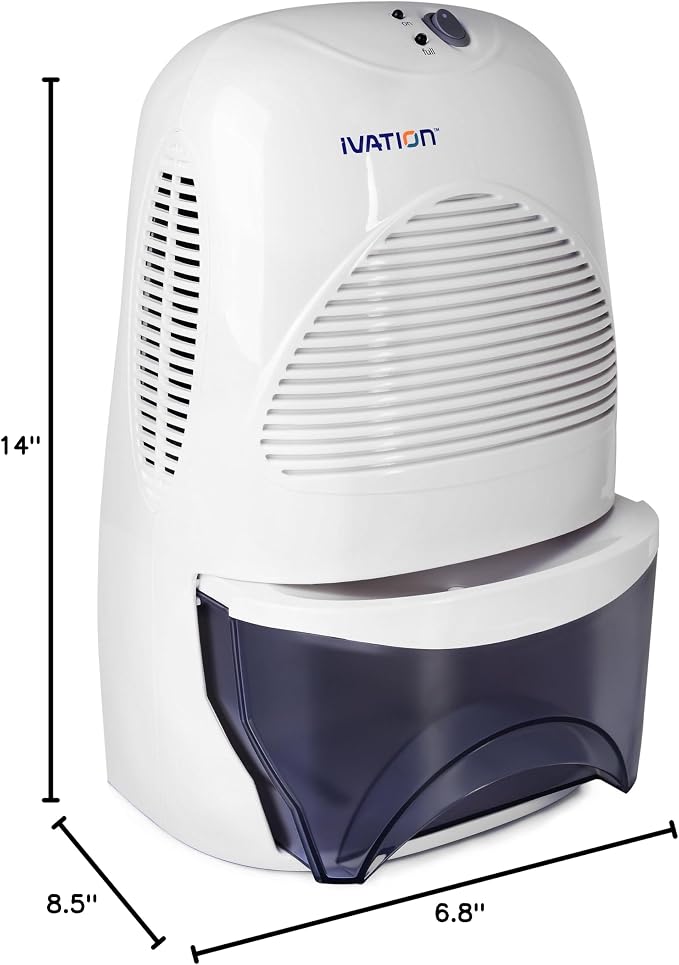 Ivation IVADM35 Powerful Mid-Size Thermo-Electric Dehumidifier - Quietly Gathers Up to 20 Ounces of Water Per Day - for Bath Room, Basement, Attic, Boats, Rv Ect - for Spaces Up to 2,200 Cubic Feet